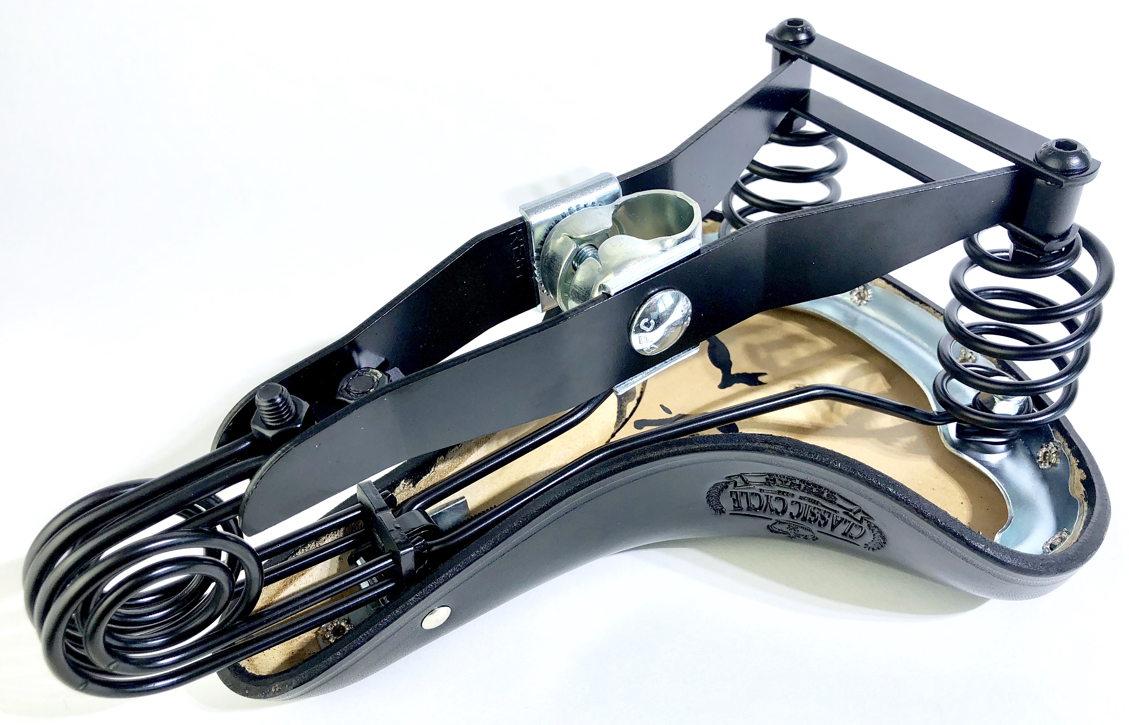 Selle en Cuir Lepper N90 Touring noir, Classic Cycle Logo,