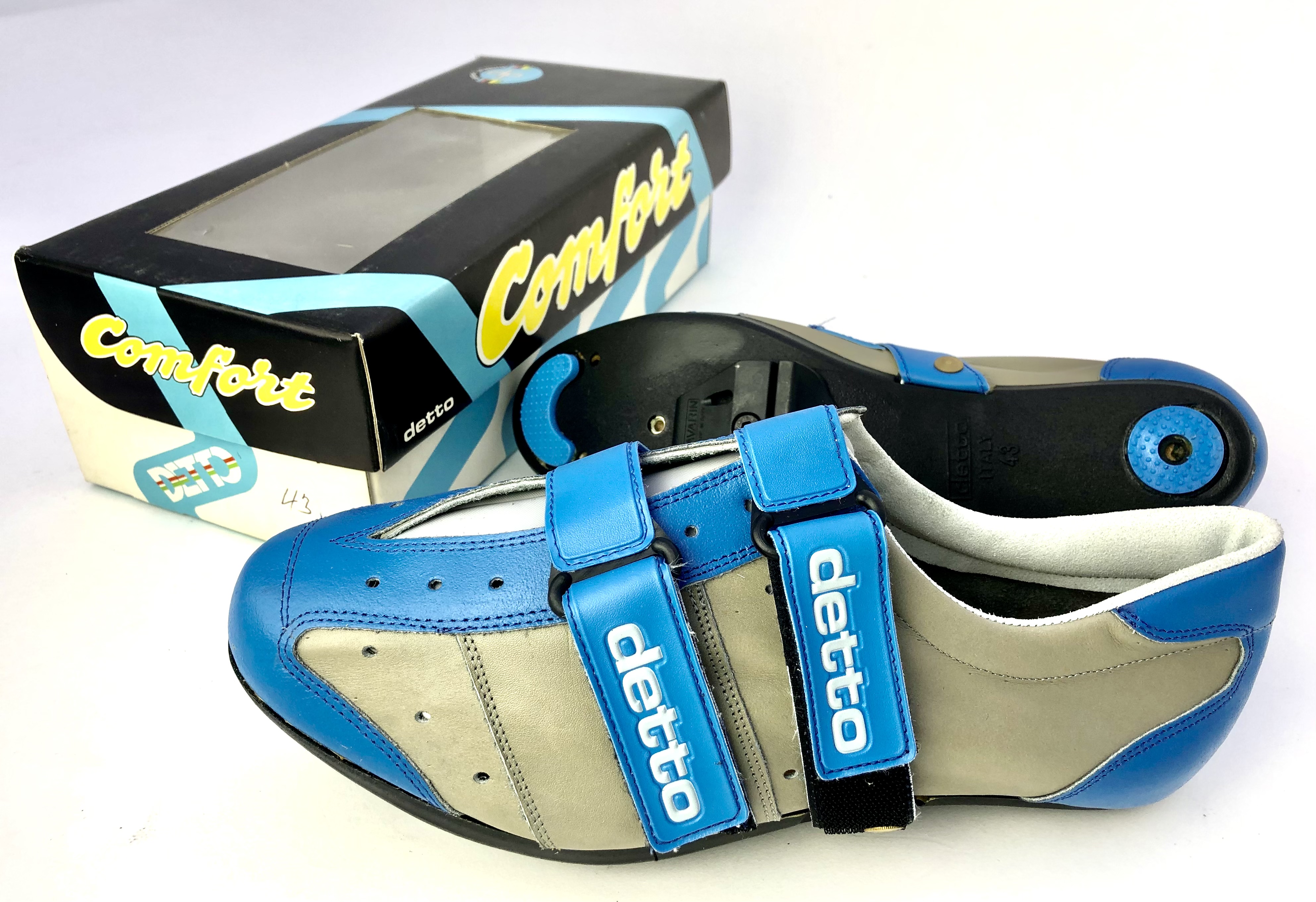 NOS Vintage Detto Pietro Mod. 230 Comfort bleu Cycling Shoes Size 38