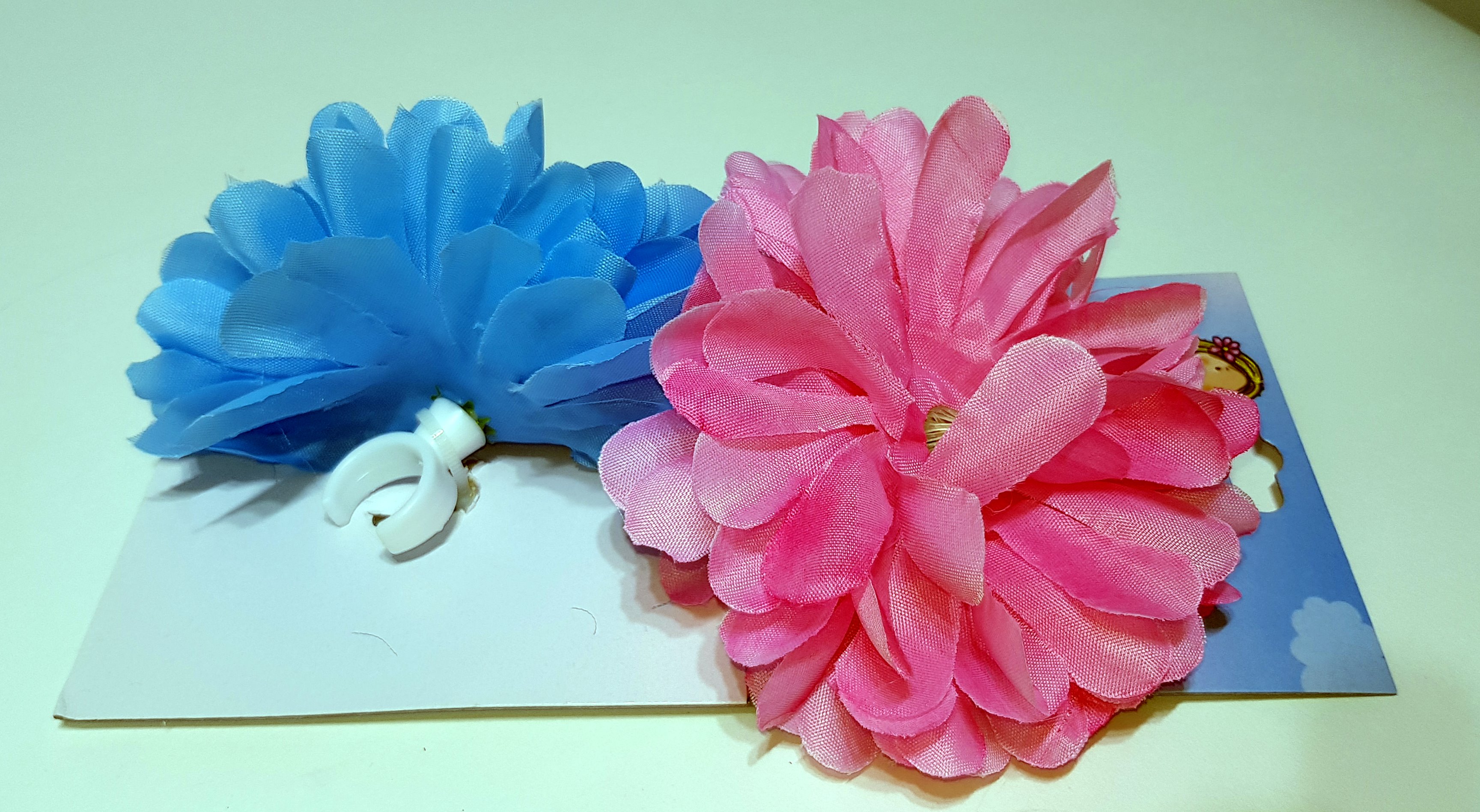 Fleur pour guidon, dahlia, rose et bleu