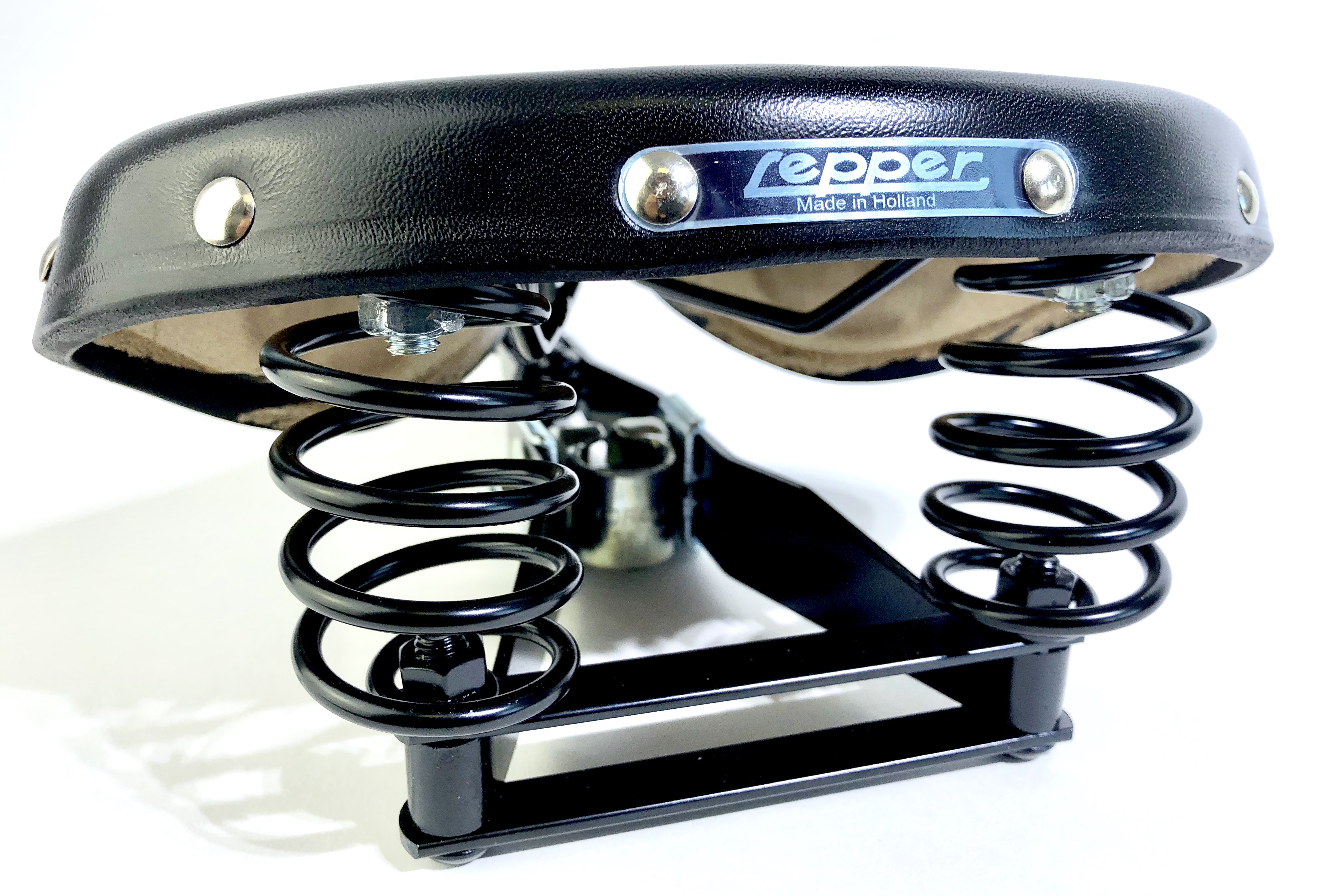 Selle en Cuir Lepper N90 Touring noir, Classic Cycle Logo,