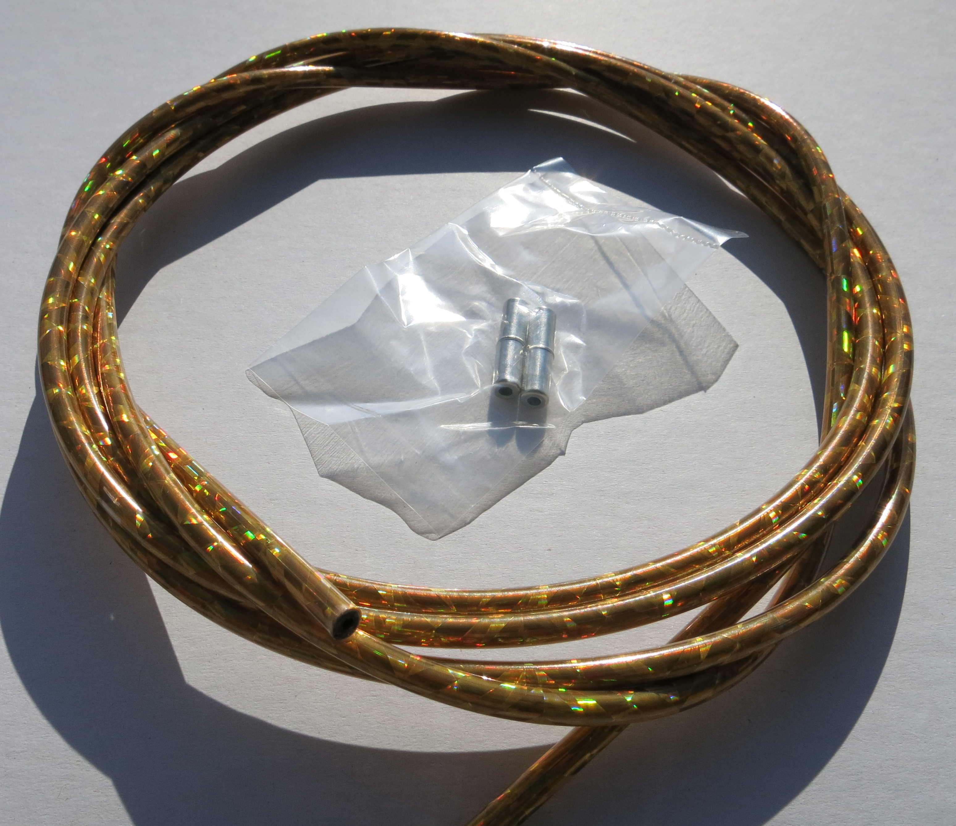 Gaine câble Bowden, doré métallisé, 2,50 m x 5 mm 