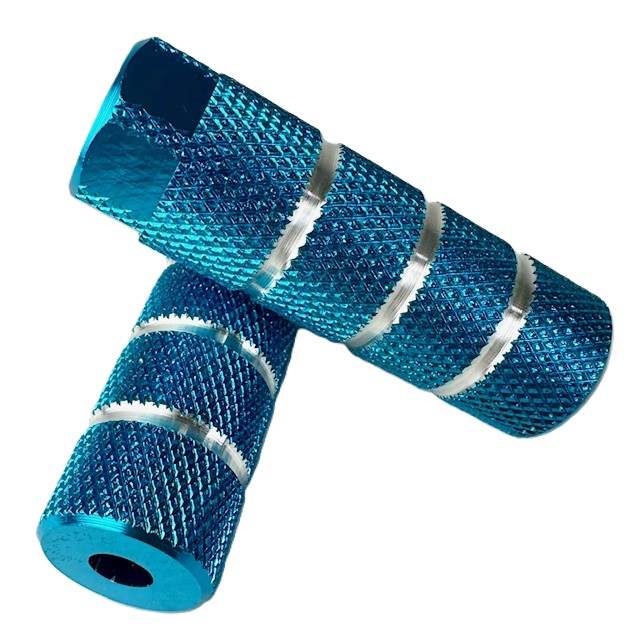 Pegs / repose-pieds BMX en aluminium pour essieu M10 – Bleu, pour essieu avant
