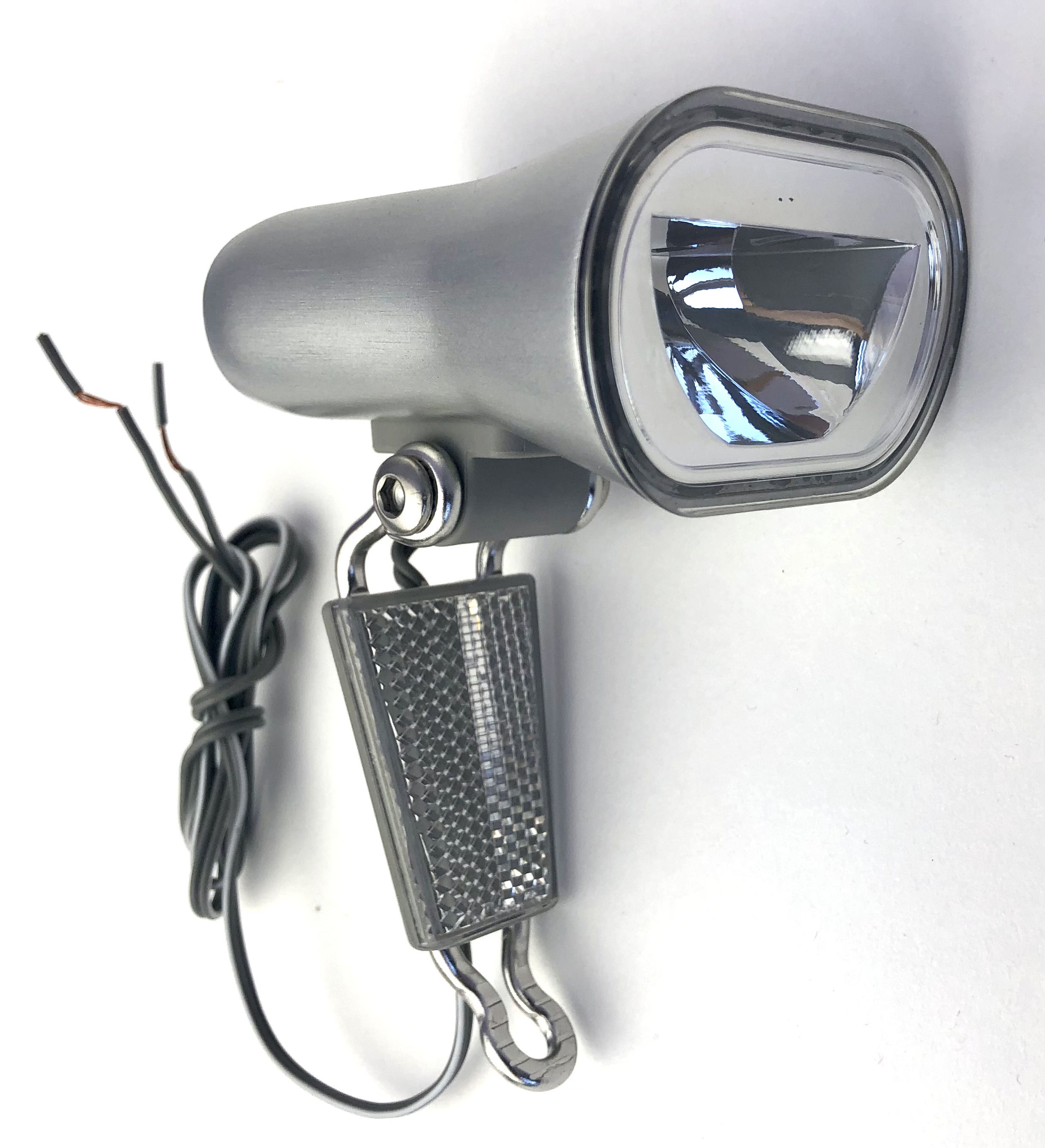 Philips LED E-Bike front lamp, silver with reflector, fork mount