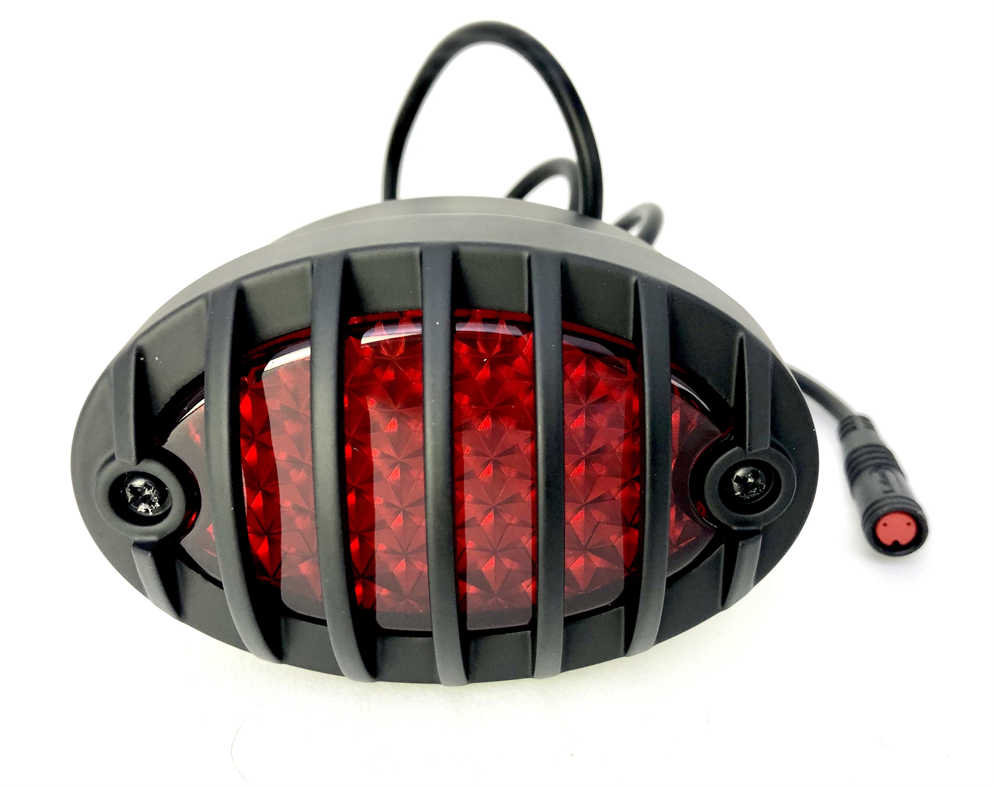 Feu arrière E-bike LED rouge, noir mat grille de protection avec éclairage de la plaque d'immatriculation