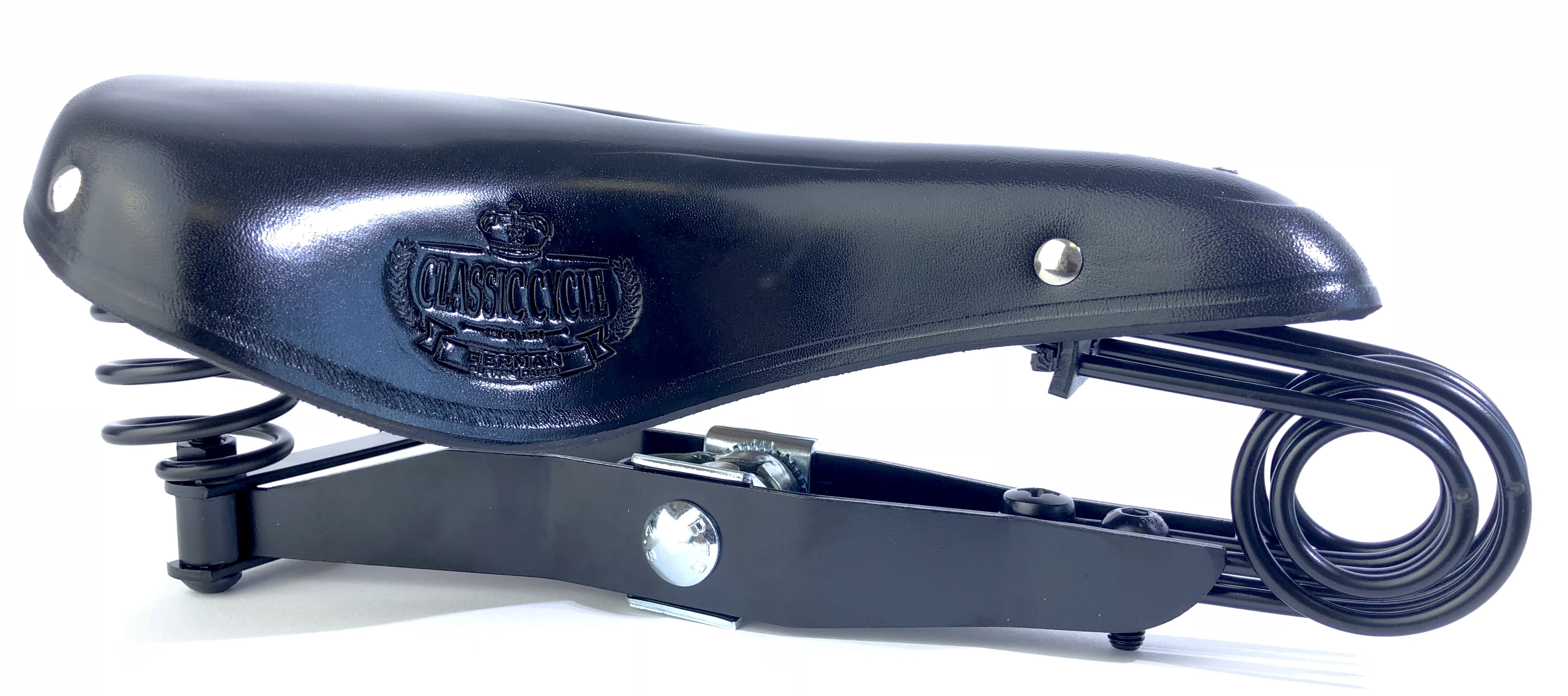 Selle en Cuir Lepper N90 Touring noir, Classic Cycle Logo,