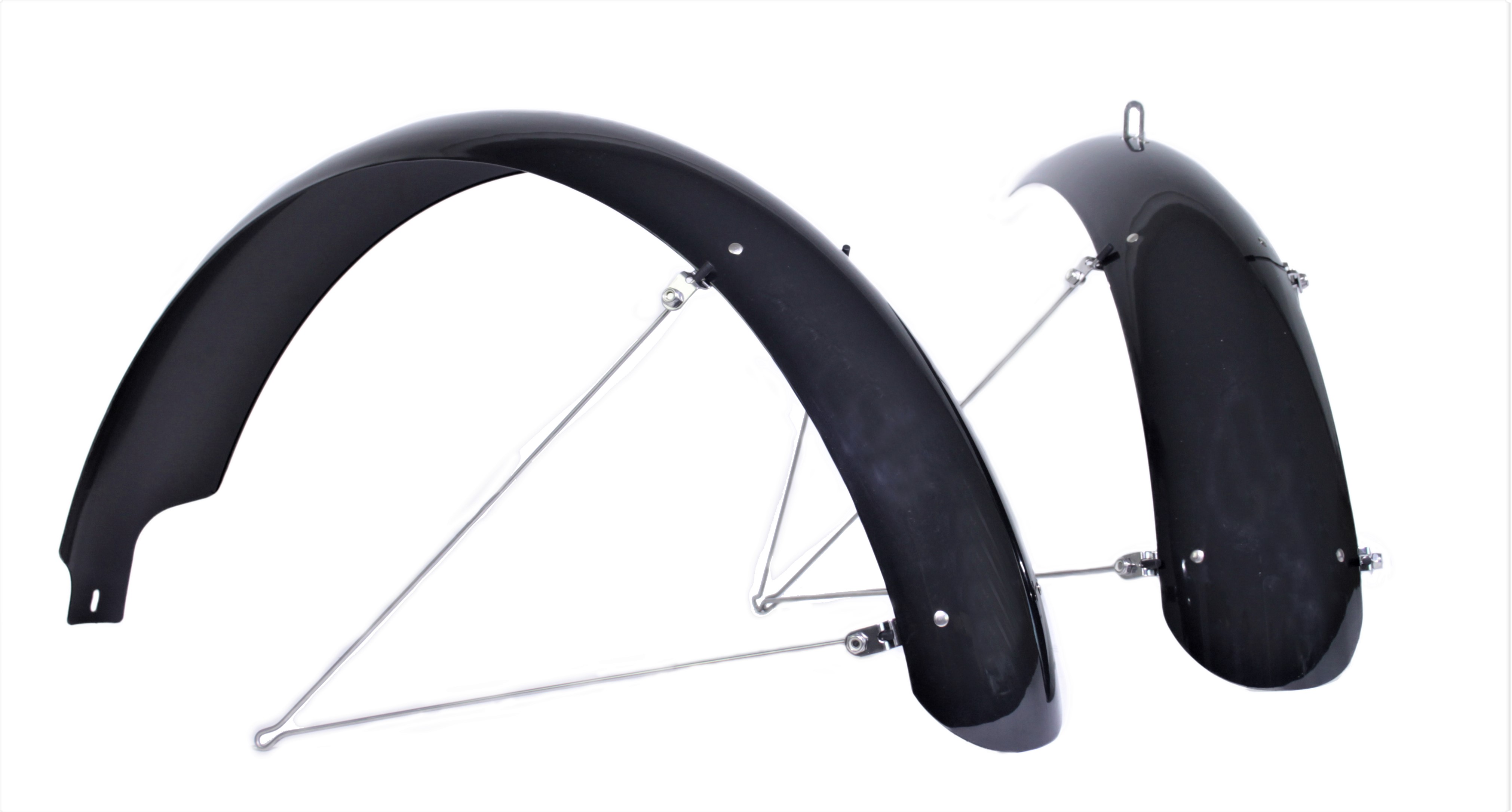 Fat Bike garde-boue en plastique 124 mm de largeur avec entretoises 26 x 4 - 4.8 pouces, noir