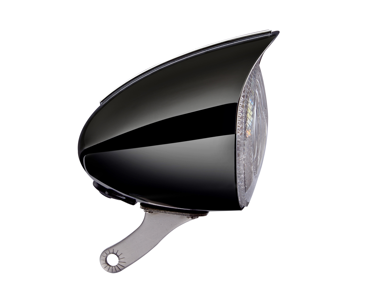 Classic Cycle Feu avant LED batterie, 70 mm, noir avec lampe rétro classique de qualité et visière 