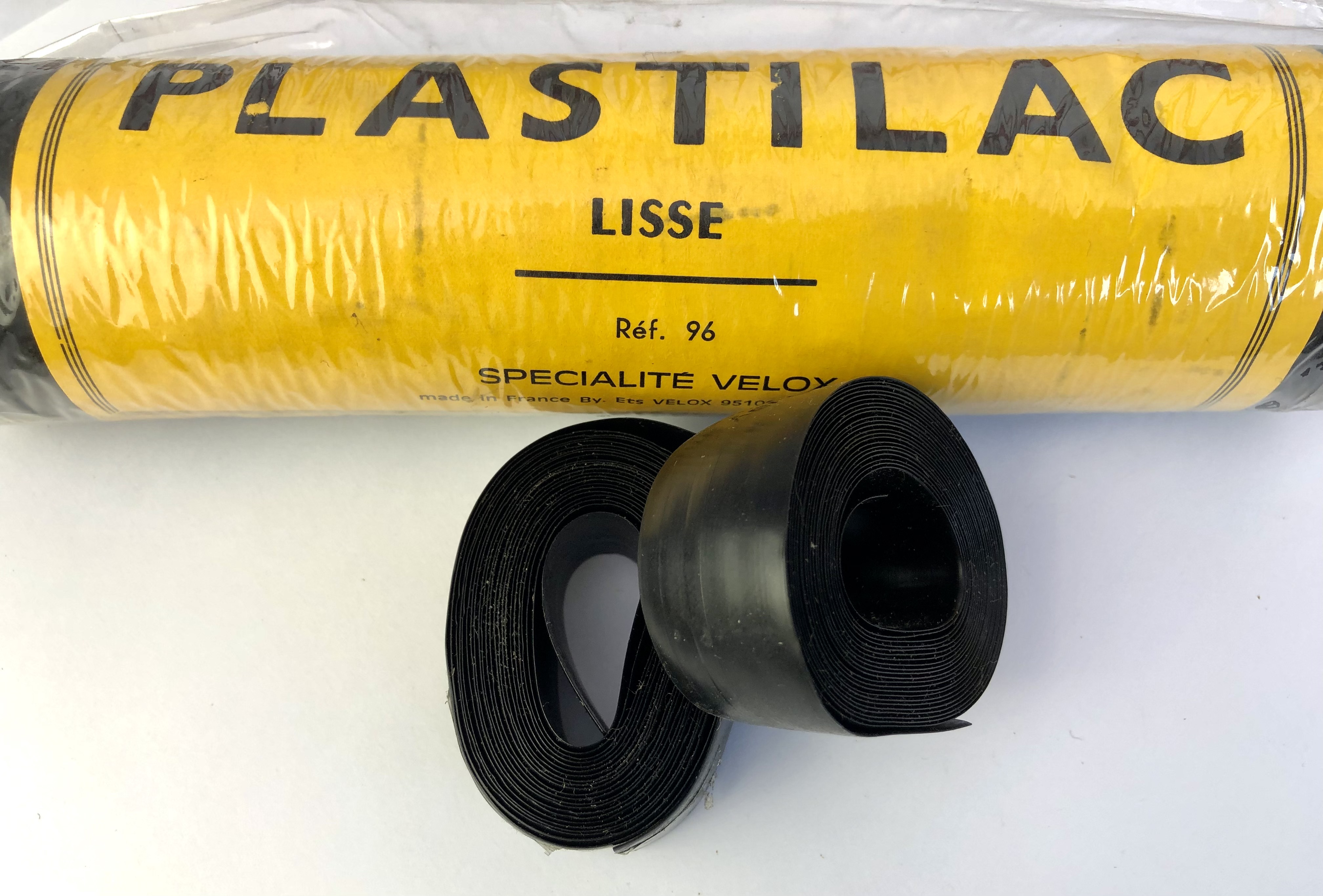 2 X ROLLS OF FRENCH MADE Black lisse PLASTILAC HANDLEBAR TAPE BY VELOX NOS